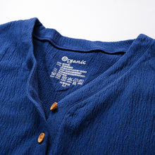 Load image into Gallery viewer, 里仁女有機棉微皺開領連袖衫-海藍 (M) Leezen Women's Organic Cotton open neck shirt-Navy Blue