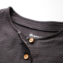 Load image into Gallery viewer, 里仁女有機棉點點質感開襟短衫-深灰 Leezen Women's Organic Cotton button Top-Dark Grey