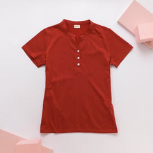 Load image into Gallery viewer, 里仁女亨利領短上衣(橘紅) Leezen Organic Cotton Shirt- Orange Red