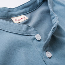 Load image into Gallery viewer, 里仁男亨利領短上衣(灰藍) Leezen Organic Cotton Male Shirt- Blue Gray
