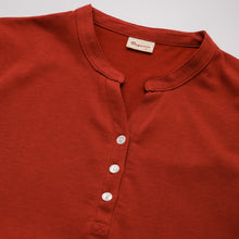 Load image into Gallery viewer, 里仁女亨利領短上衣(橘紅) Leezen Organic Cotton Shirt- Orange Red