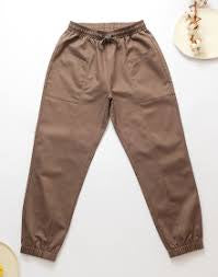 里仁女有機棉彈性九分束口褲-棕色 Leezen Organic Cotton Cropped Pants-Brown