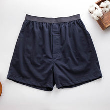 Load image into Gallery viewer, 里仁男平口寬內褲(藍) Leezen Organic Cotton Male Boxer Shorts
