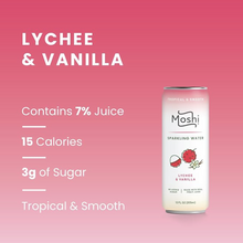 Load image into Gallery viewer, Moshi Sparkling Water Lychee &amp; Vanilla
