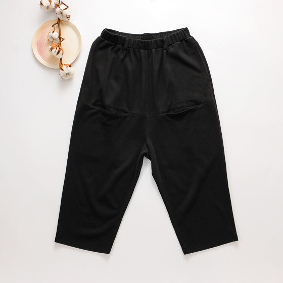 里仁女有機棉羅馬燈籠褲-黑 Leezen Organic Cotton Capri Pants-Black