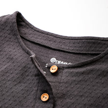 Load image into Gallery viewer, 里仁女有機棉點點質感開襟短衫-深灰 Leezen Women&#39;s Organic Cotton button Top-Dark Grey
