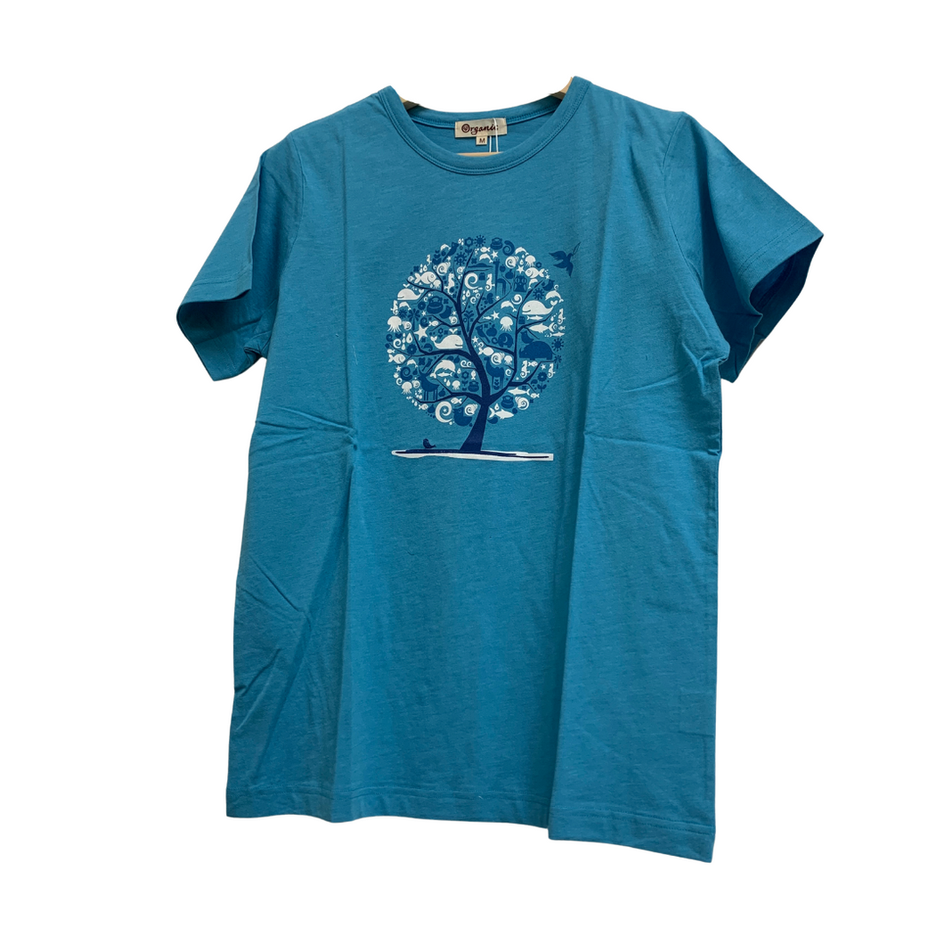 有機棉種樹T恤-動物樹 Organic T-shirt-Tree Planting-Blue
